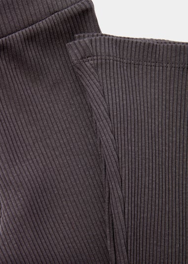 Girls Charcoal Ribbed Flared Leggings (4-15yrs)