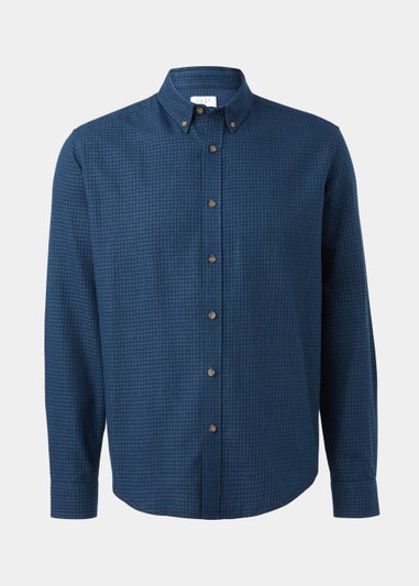 Navy Gingham Print Long Sleeve Shirt