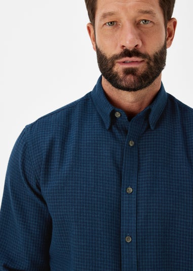 Navy Gingham Print Long Sleeve Shirt