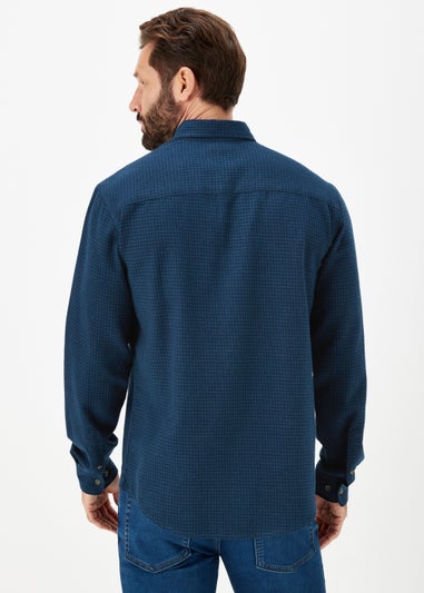 Navy Gingham Print Long Sleeve Shirt