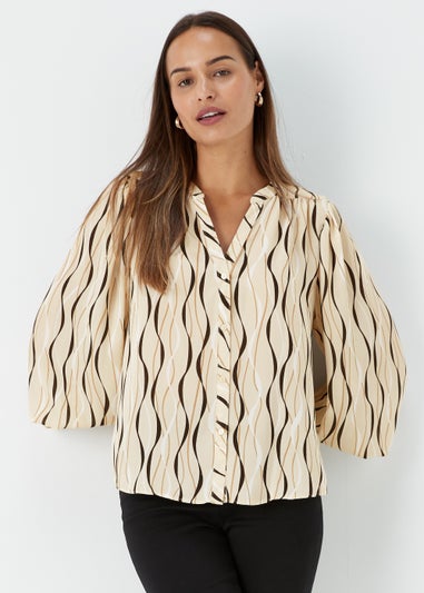 Et Vous Beige Printed Blouse