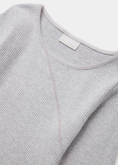 Girls Grey Ribbed Long Sleeve T-Shirt (4-13yrs)