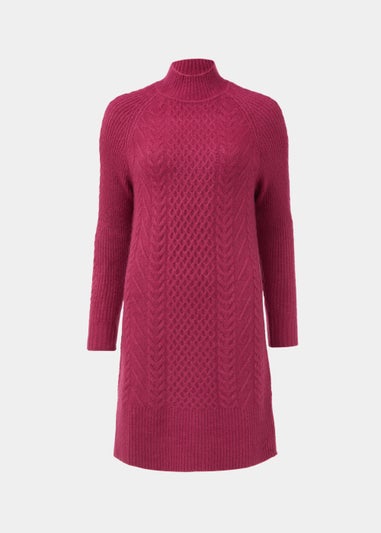 Berry Cable Knit Jumper Dress