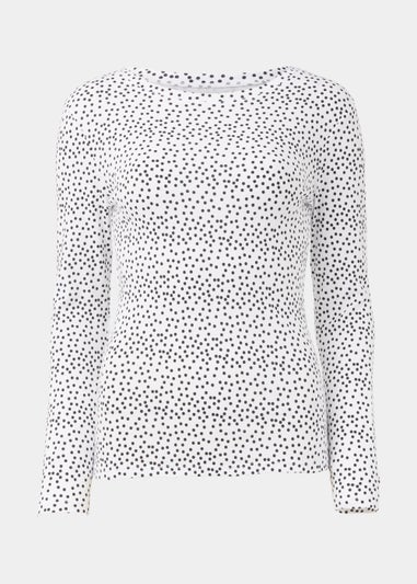 White Spot Print Long Sleeve T-Shirt