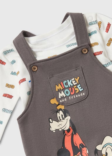 Baby Charcoal Disney Mickey Mouse Dungarees Set (Newborn-12mths)