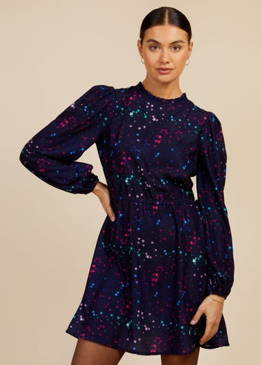 Little Mistress by Vogue Williams Navy Star Print Crepe Mini Dress