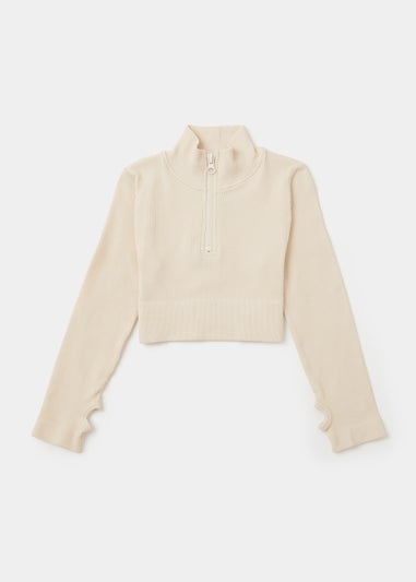 Girls Stone Seamless Zip Up Top (7-15yrs)