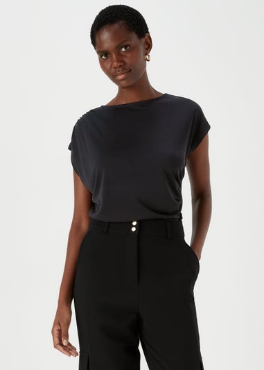 Et Vous Black Drape Jersey Top