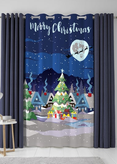 Bedlam Christmas Glow In The Dark Eyelet Single Panel Door Curtain