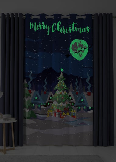 Bedlam Christmas Glow In The Dark Eyelet Single Panel Door Curtain