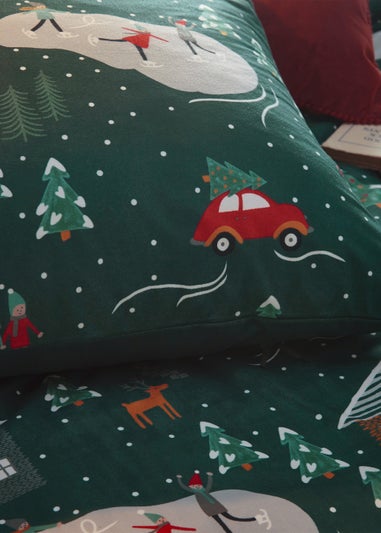 furn. Winter Pines Pyjama Fleece Christmas Duvet Cover Set