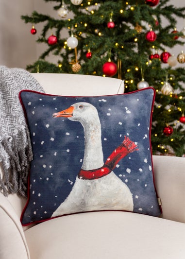 Evans Lichfield Christmas Goose Festive Filled Cushion (43cm x 43cm x 8cm)