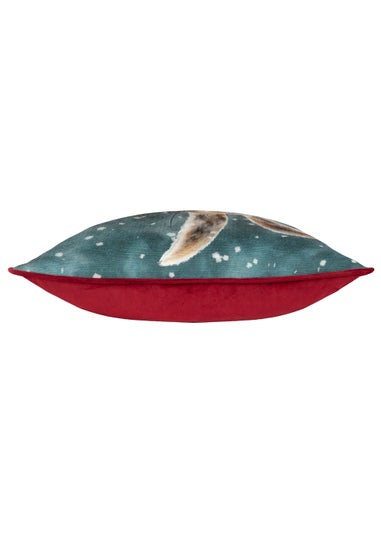 Evans Lichfield Christmas Hare Festive Filled Cushion (43cm x 43cm x 8cm)