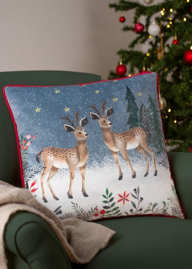 furn. Ditsy Festive Reindeer Filled Cushion (43cm x 43cm x 8cm)