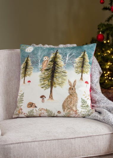 Evans Lichfield Christmas Owl Festive Filled Cushion (43cm x 43cm x 8cm)