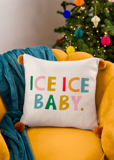 furn. Pom-Poms Ice Ice Baby Filled Cushion (43cm x 43cm x 8cm)