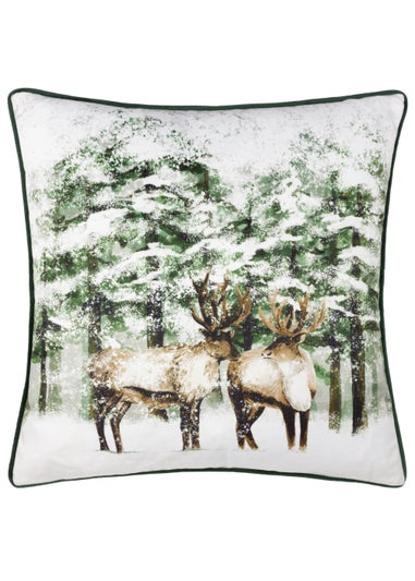 furn. Classic Reindeer Velvet Filled Cushion (43cm x 43cm x 8cm)