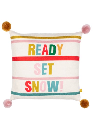 furn. Pom-Poms Ready Set Snow Filled Cushion (43cm x 43cm x 8cm)