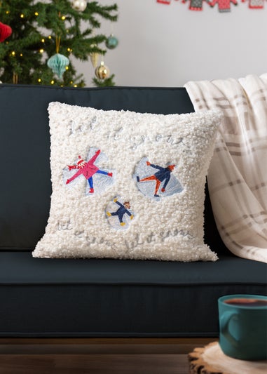 furn. Christmas Together Snow Angels Filled Cushion (43cm x 43cm x 8cm)