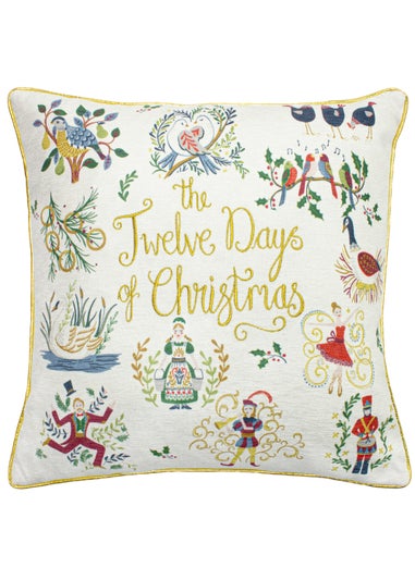 furn. Twelve Days Of Christmas Filled Cushion (50cm x 50cm x 8cm)