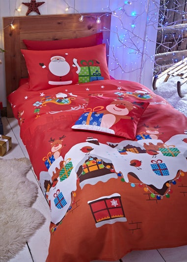 Catherine Lansfield Santa's Christmas Presents Reversible Duvet Cover Set