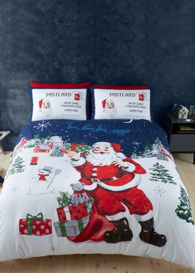 Catherine Lansfield Retro Father Christmas Reversible Duvet Cover Set
