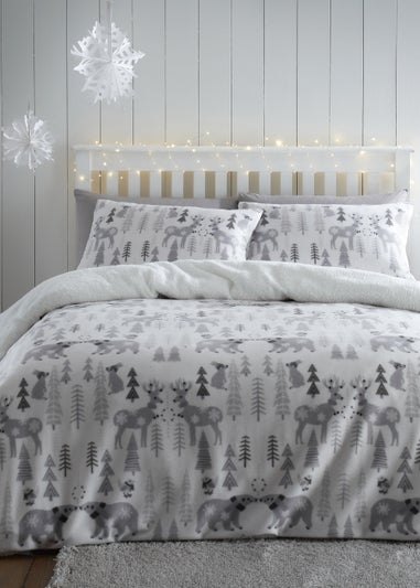 Catherine Lansfield Cosy Winter Woodland Fleece Duvet Cover Set