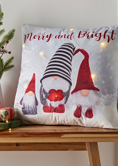 Catherine Lansfield Christmas Merry And Bright Gonks Light Up Cushion (45x45cm)