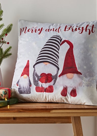 Catherine Lansfield Christmas Merry And Bright Gonks Light Up Cushion (45x45cm)