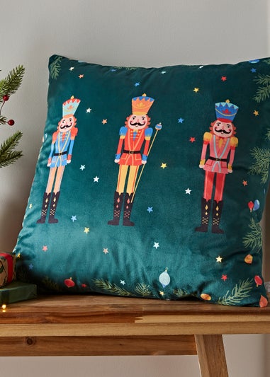 Catherine Lansfield Christmas Nutcracker Soft Touch Light Up Cushion (45x45cm)