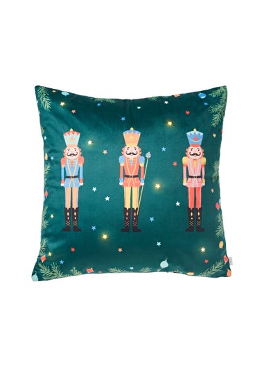 Catherine Lansfield Christmas Nutcracker Soft Touch Light Up Cushion (45x45cm)