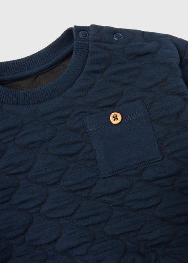 Baby Navy Quilted Sweatshirt & ribbed Leggings Set (Newborn-23mths)