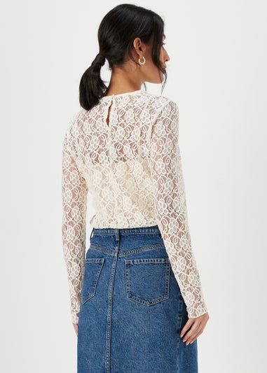 Cream Lace Long Sleeve Top