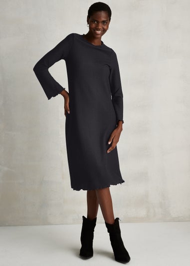 Black Textured Midi Dress