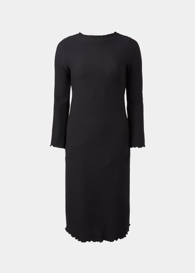 Black Textured Midi Dress