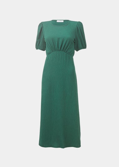 Green Crinkle Jersey Midi Dress