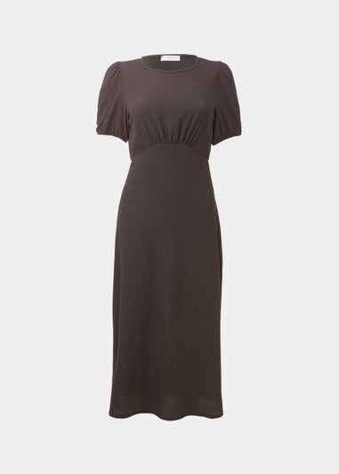 Black Crinkle Jersey Midi Dress