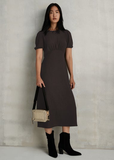 Black Crinkle Jersey Midi Dress