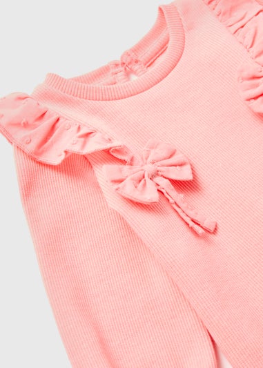 Baby Pink Ribbed Bow Top & Leggings Set (Newborn-23mths)