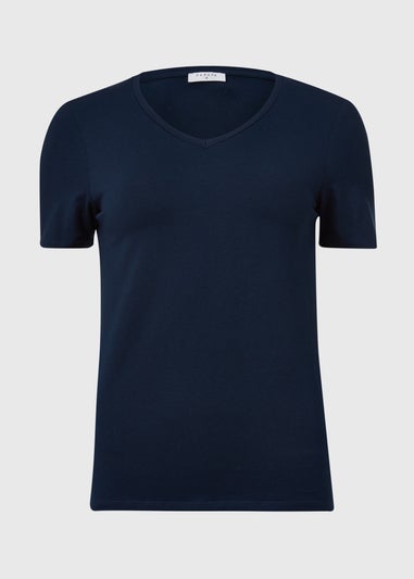 Navy Short Sleeve V Neck T-Shirt