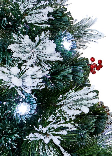 Premier Decorations 80cm Pinecones and Berries Snow Tipped Fibre Optic Christmas Tree