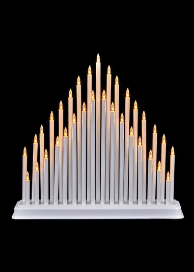 Premier Decorations 34cm White Candle Bridge with Warm White LEDs