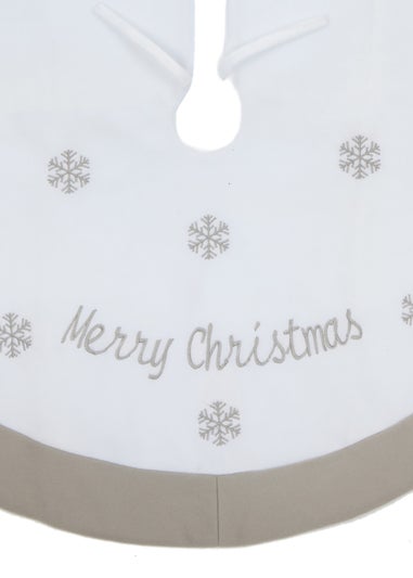 Premier Decorations White and Grey Merry Christmas Tree Skirt 90cm