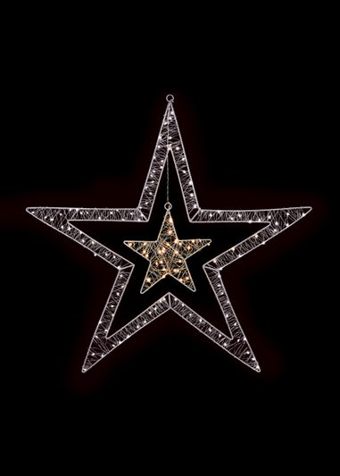 Premier Decorations 80cm White and Warm White Lit Double Star