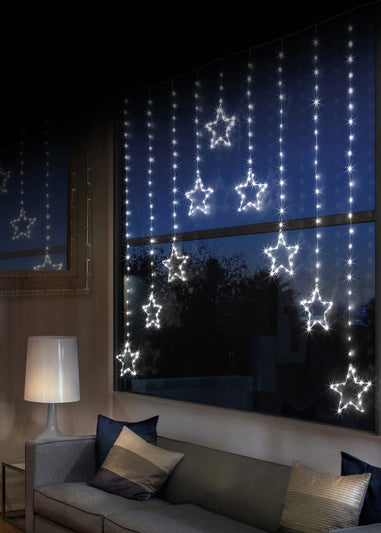 Premier Decorations 303 White LED Star Curtain Light