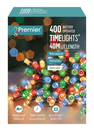 Premier Decorations 400 Multi-coloured LED Battery Operated Timelights