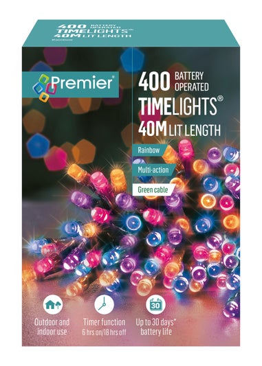 Premier Decorations 400 Rainbow LED Battery Operated Timelights