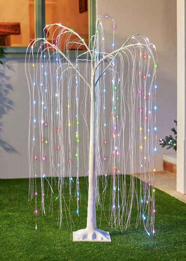 Premier Decorations 1.5m White Willow Tree with Colour Changing LEDs