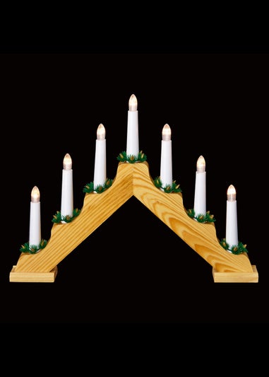 Premier Decorations Wooden Candle bridge with White LED Candles