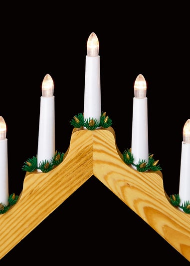 Premier Decorations Wooden Candle bridge with White LED Candles